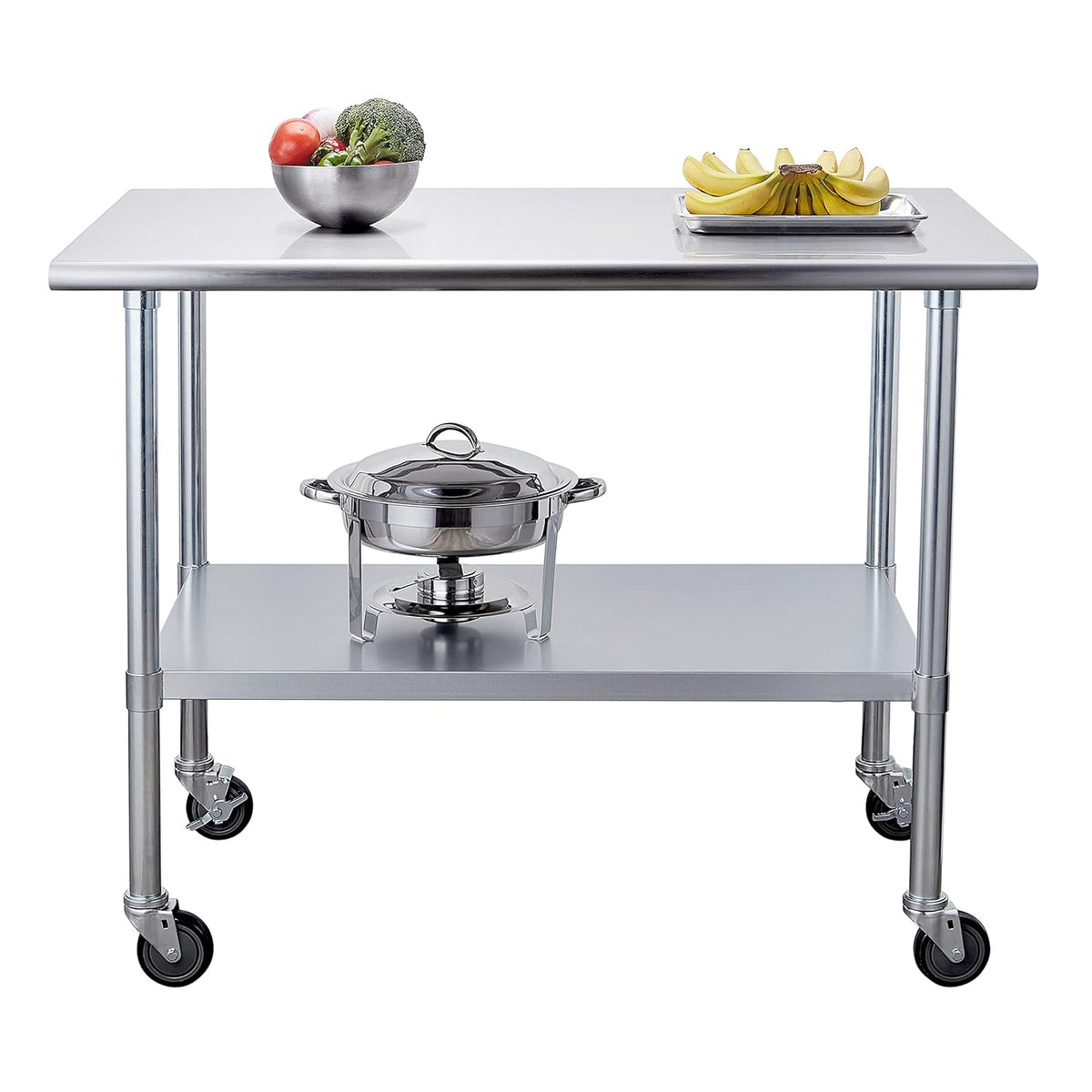 Stainless Steel Table 30 x 48 Inches with Caster Wheels D253273