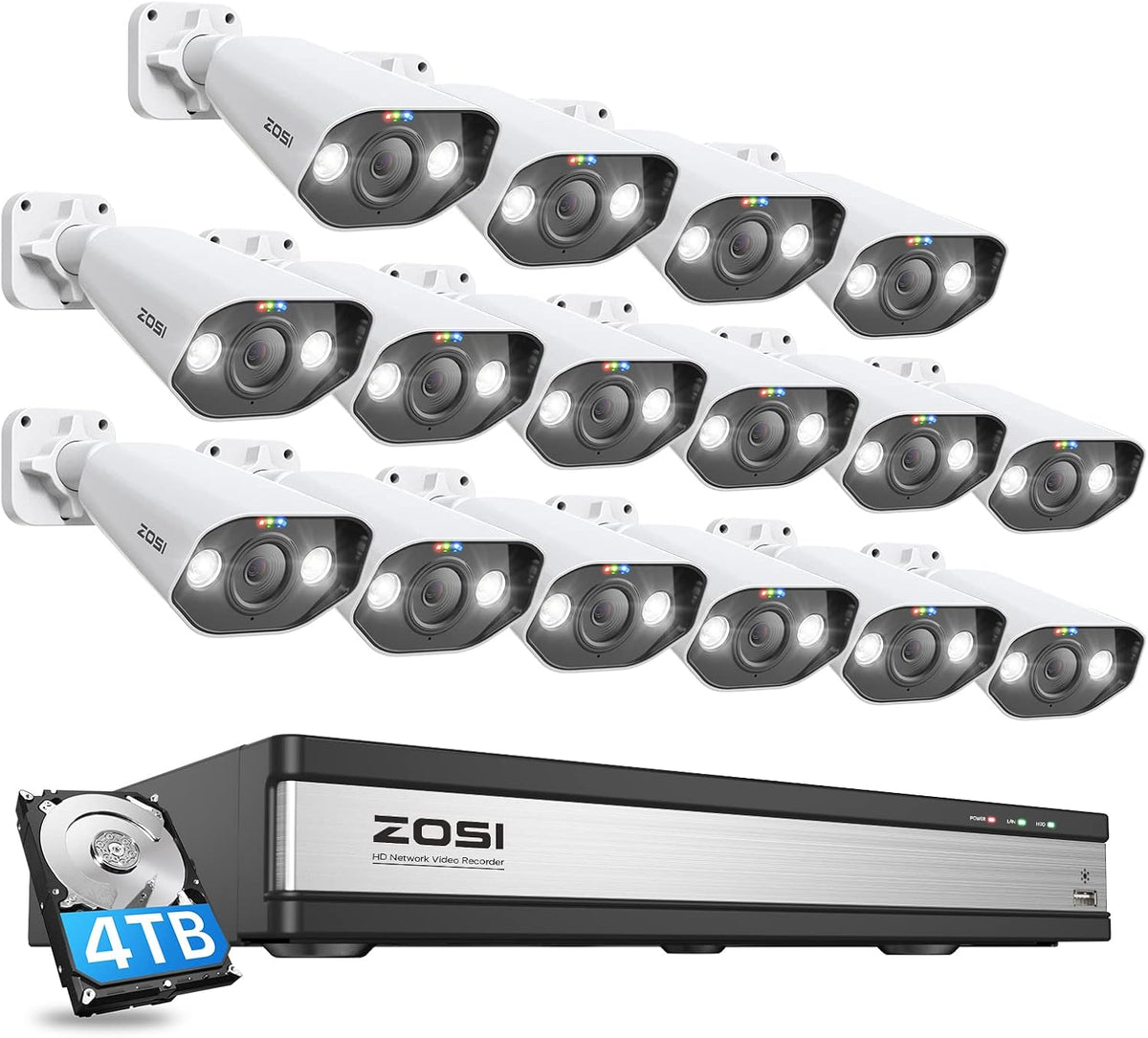 1080p 16 Channel Security Camera System with 2TB Hard Drive and 16 Bullet Cameras V777646