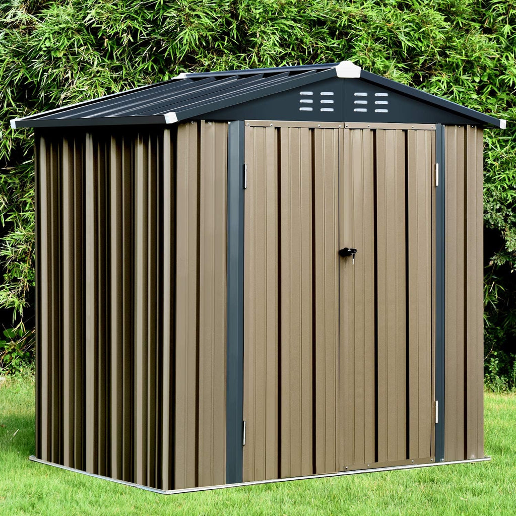 6x4 Galvanized Steel Storage Shed with Lockable Door L390905