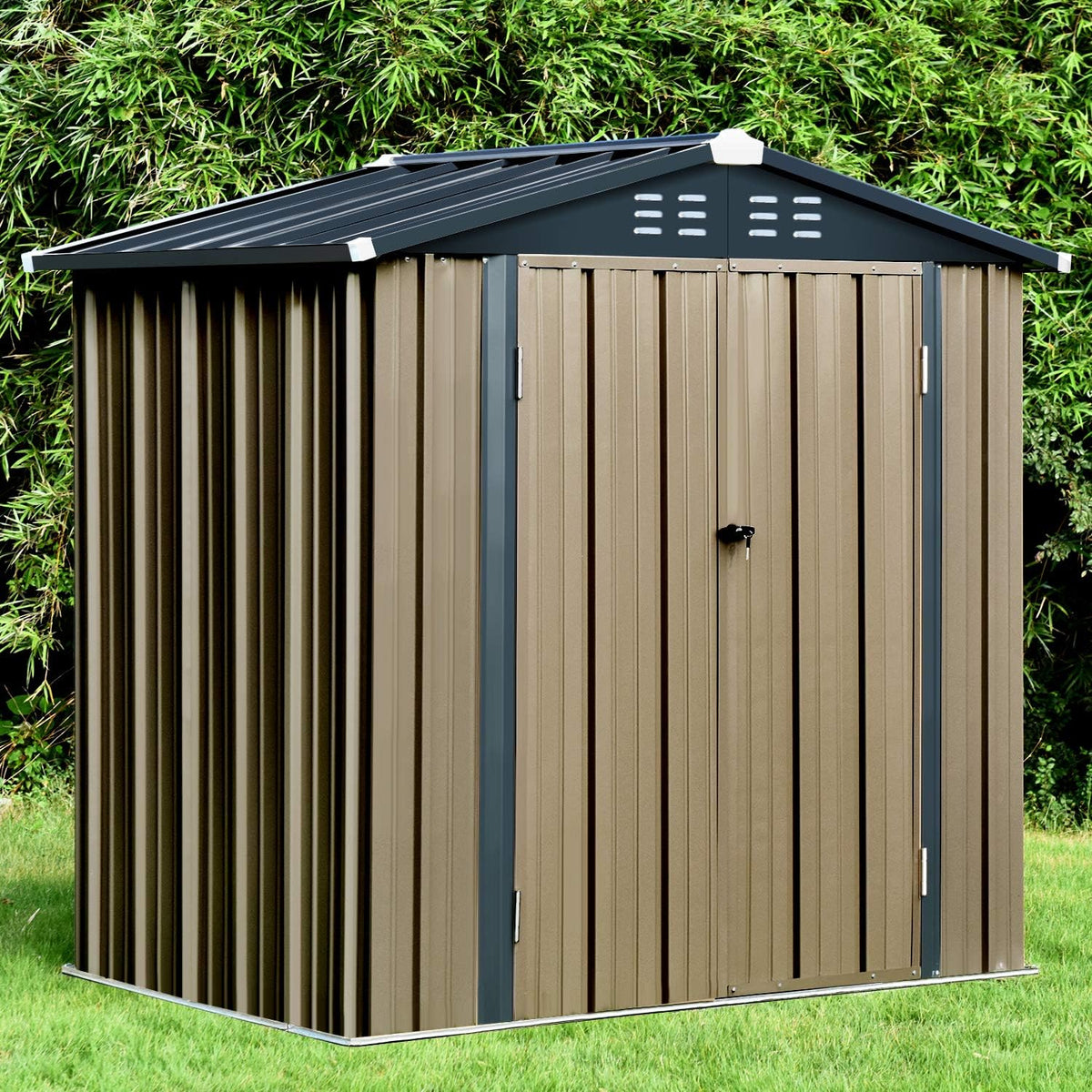 6x4 Galvanized Steel Storage Shed with Lockable Door L390905