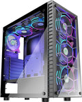ATX Mid-Tower Case with USB3.0 Tempered Glass Panels (Black) Q775421
