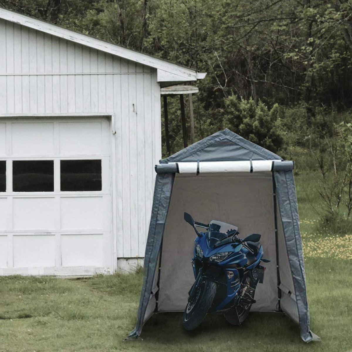 6 x 8 Feet Heavy Duty Grey Outdoor Storage Shelter N1721