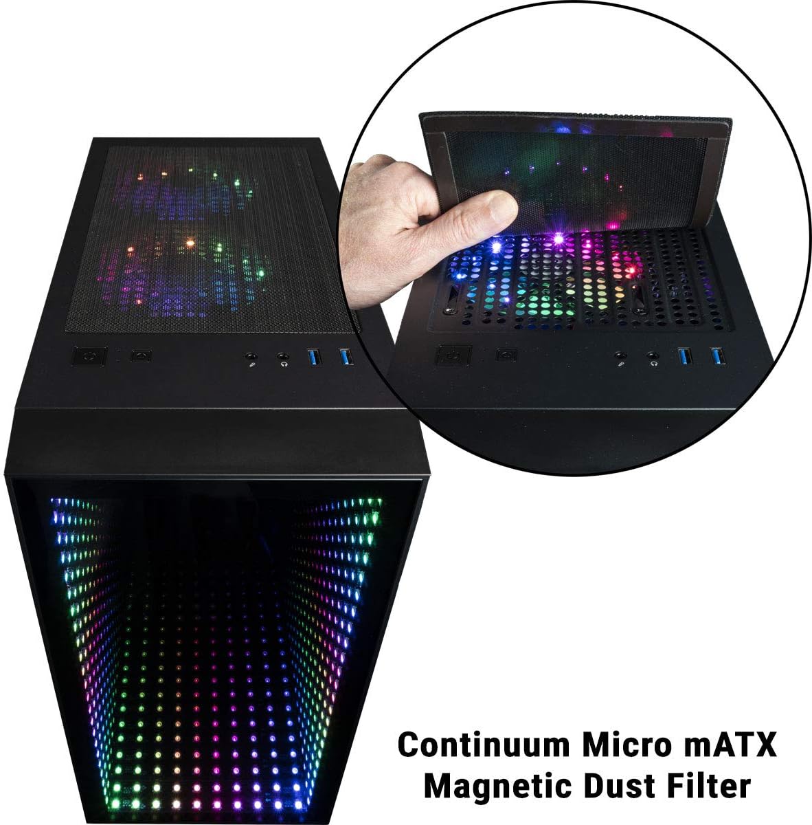 Micro ATX Gaming Desktop Case with Tempered Glass Door B484354