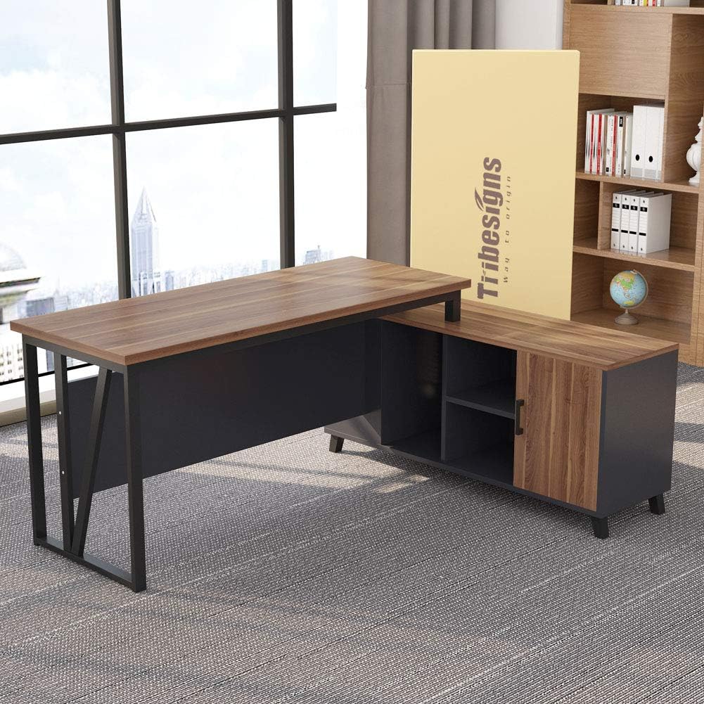 L-Shaped Desk with File Cabinet Storage M271