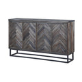 Solid Wood Herringbone 4-Door Credenza Z7833