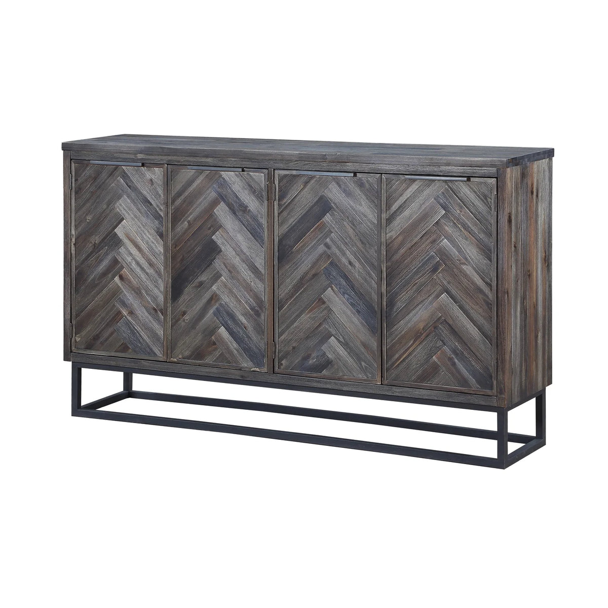 Solid Wood Herringbone 4-Door Credenza Z7833