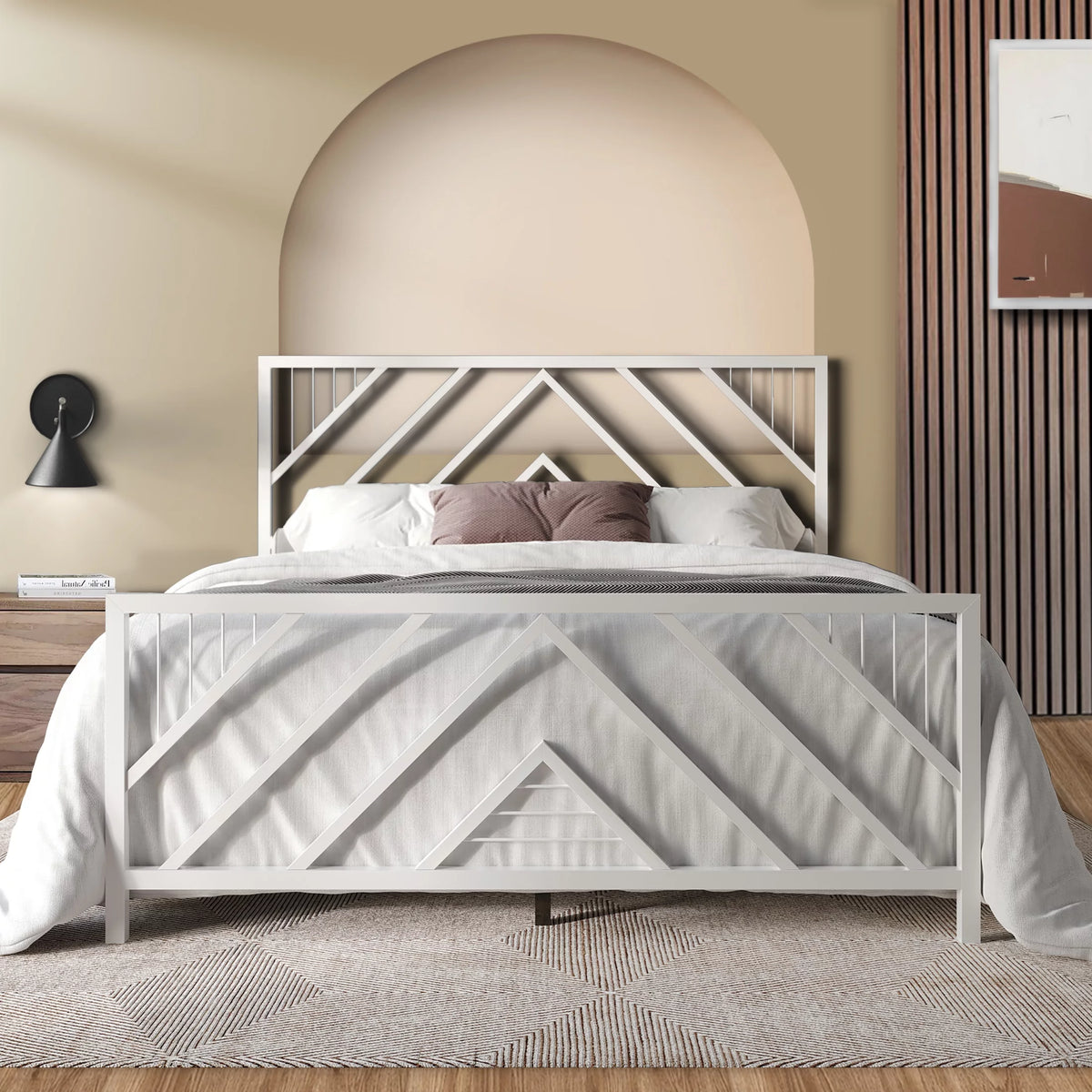 Black Full Size Metal Platform Bed L585