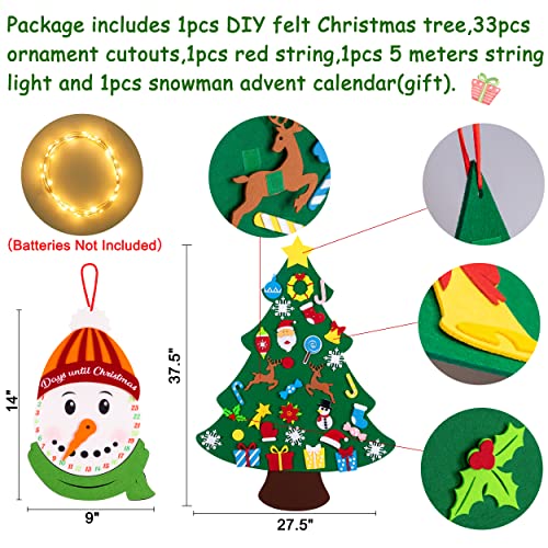 3ft DIY Felt Christmas Tree Set + Snowman Advent Calendar Y6730