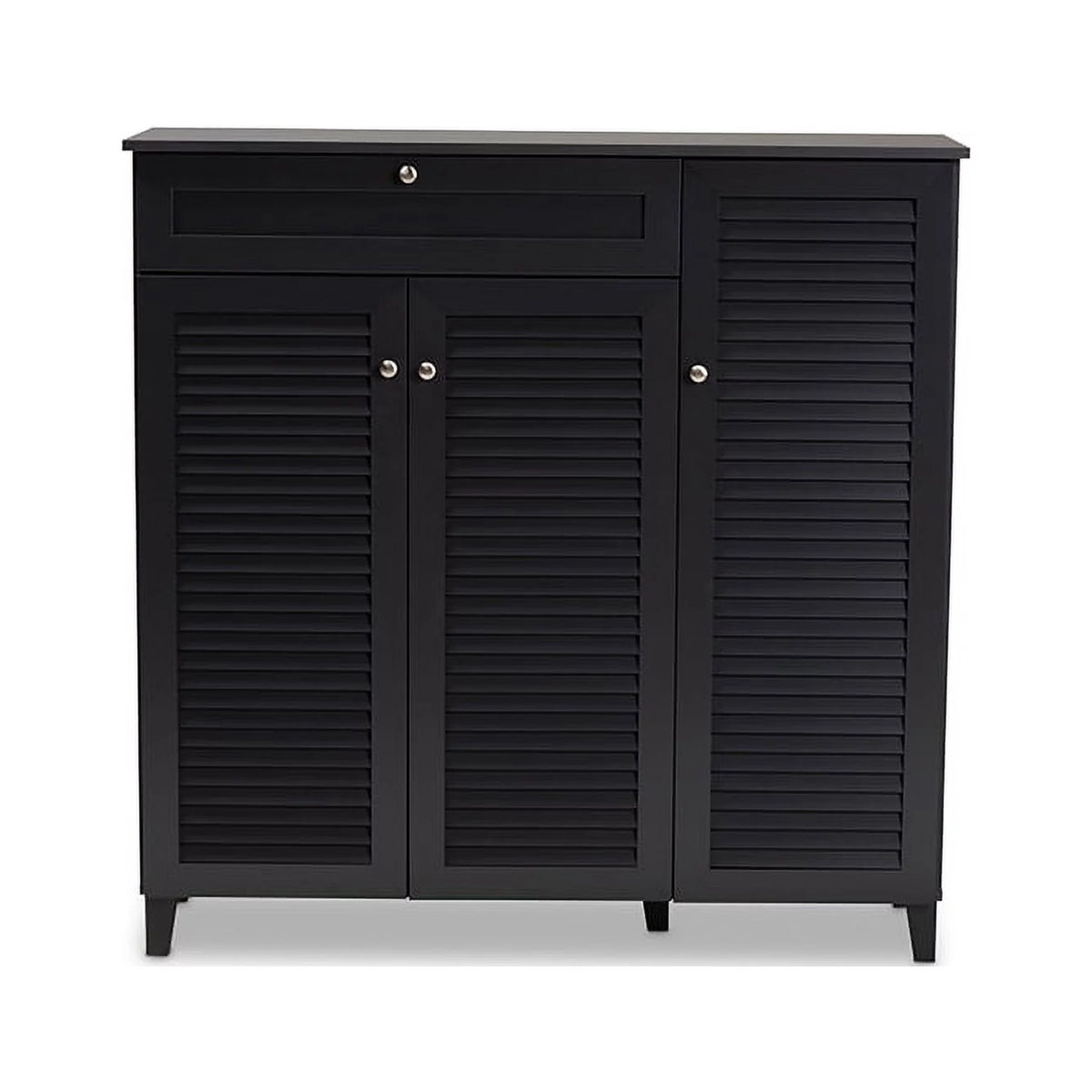 Dark Grey 11-Shelf Wood Shoe Storage Cabinet with Drawer I8462