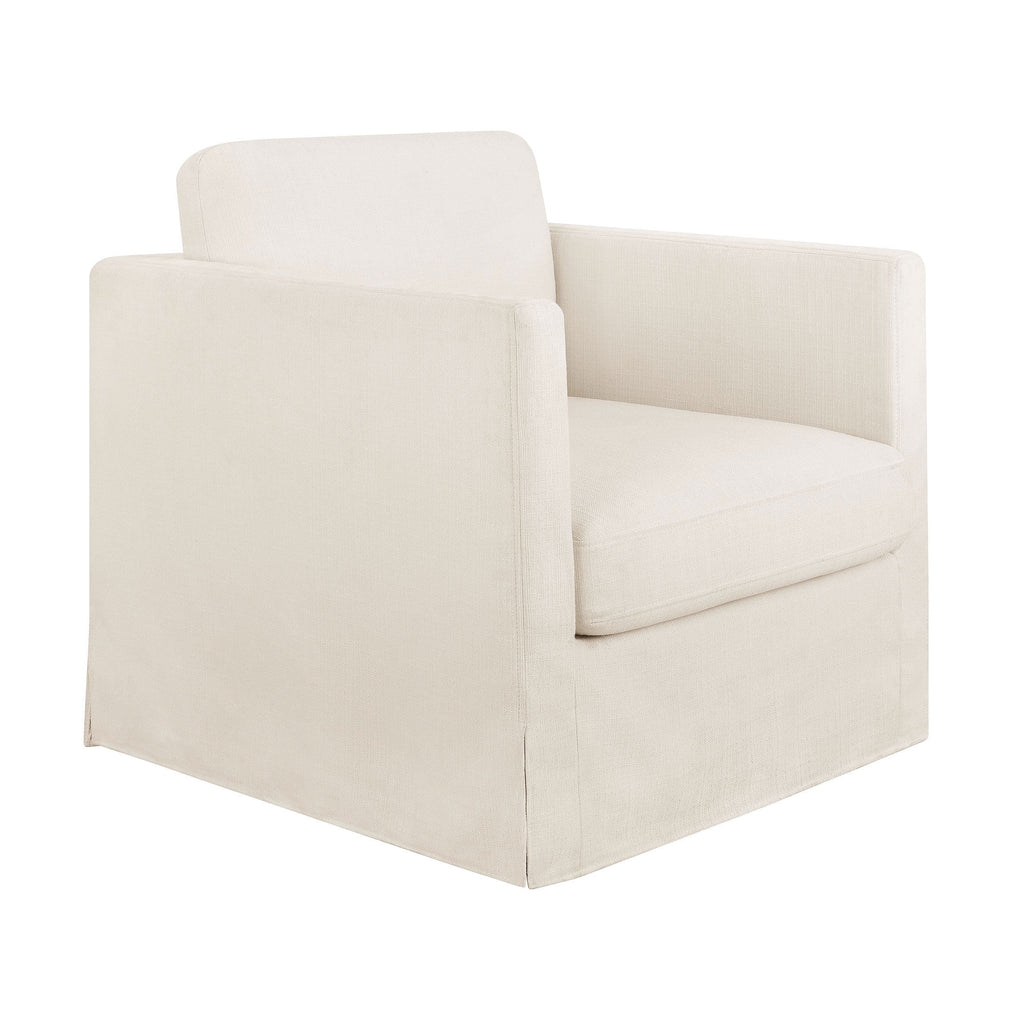 Cream Slipcover Swivel Chair Y532253