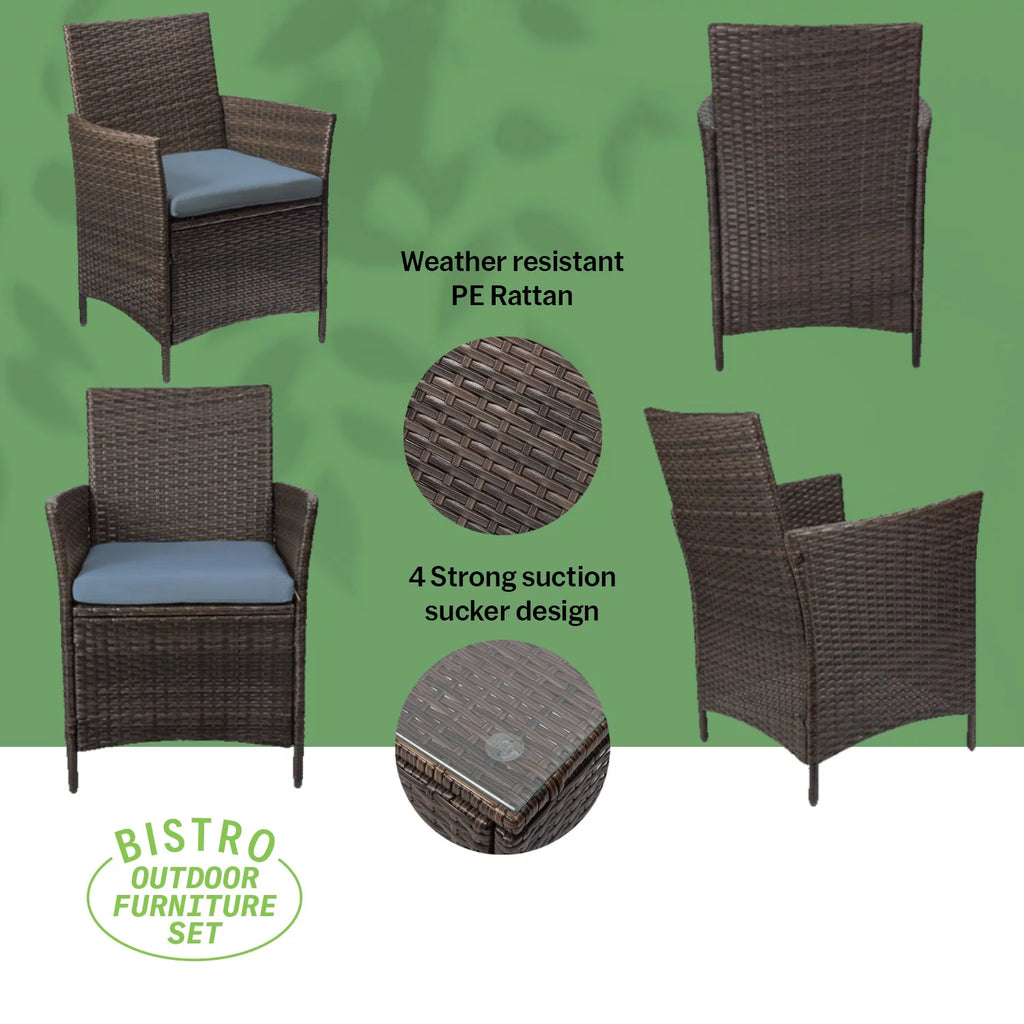 3 Piece Grey Rattan Porch Furniture Set C65921