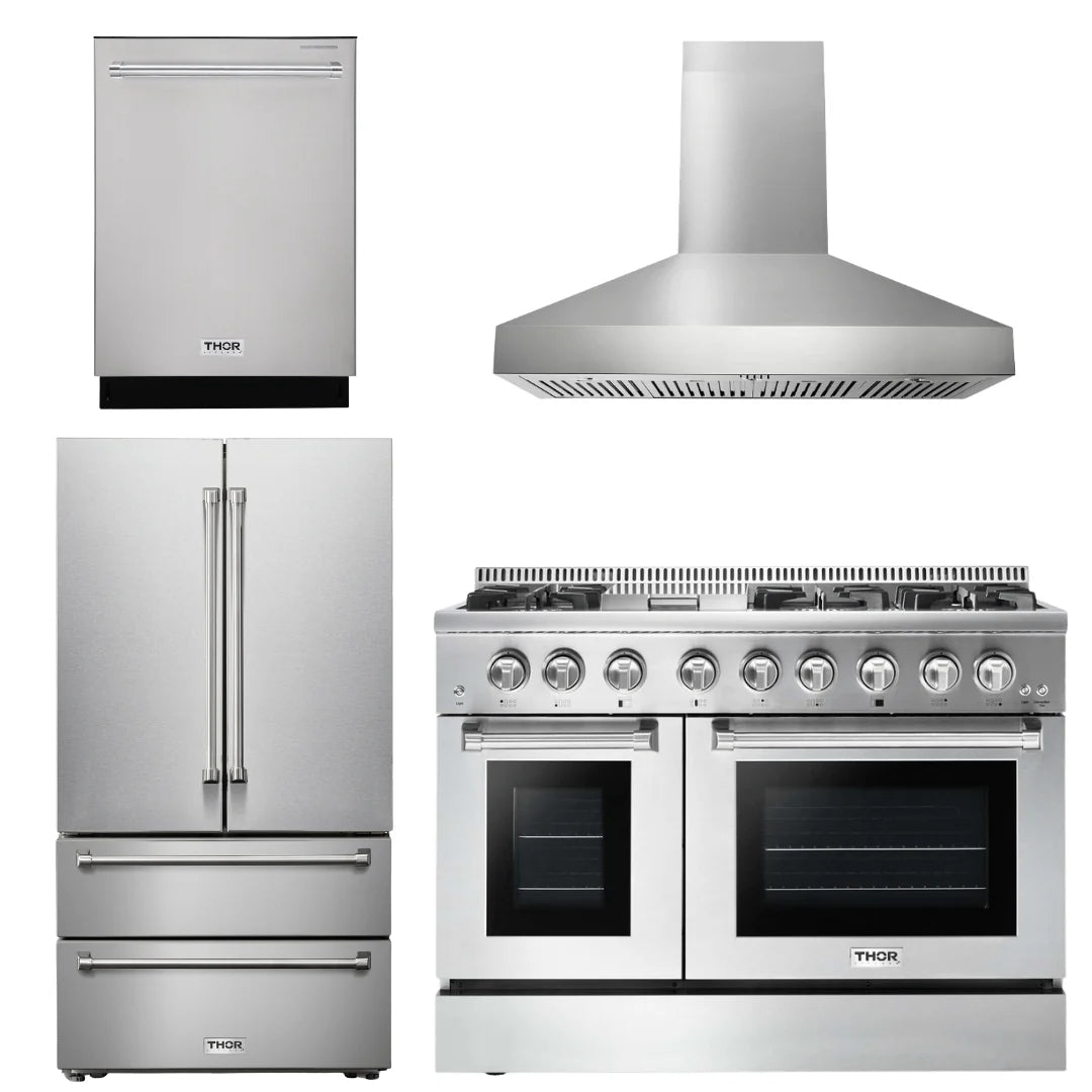 48 Propane Gas Burner Electric Range, Range Hood, Refrigerator, Dishwasher N69265