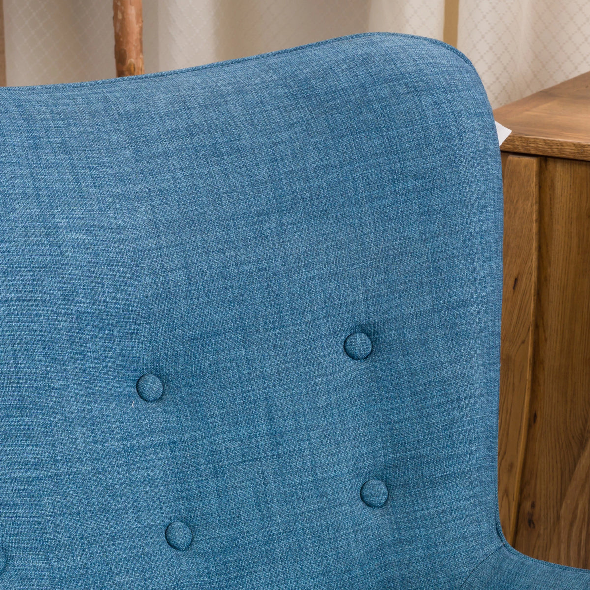 Mid-Century Modern Wingback Fabric Chair and Ottoman Set F6975