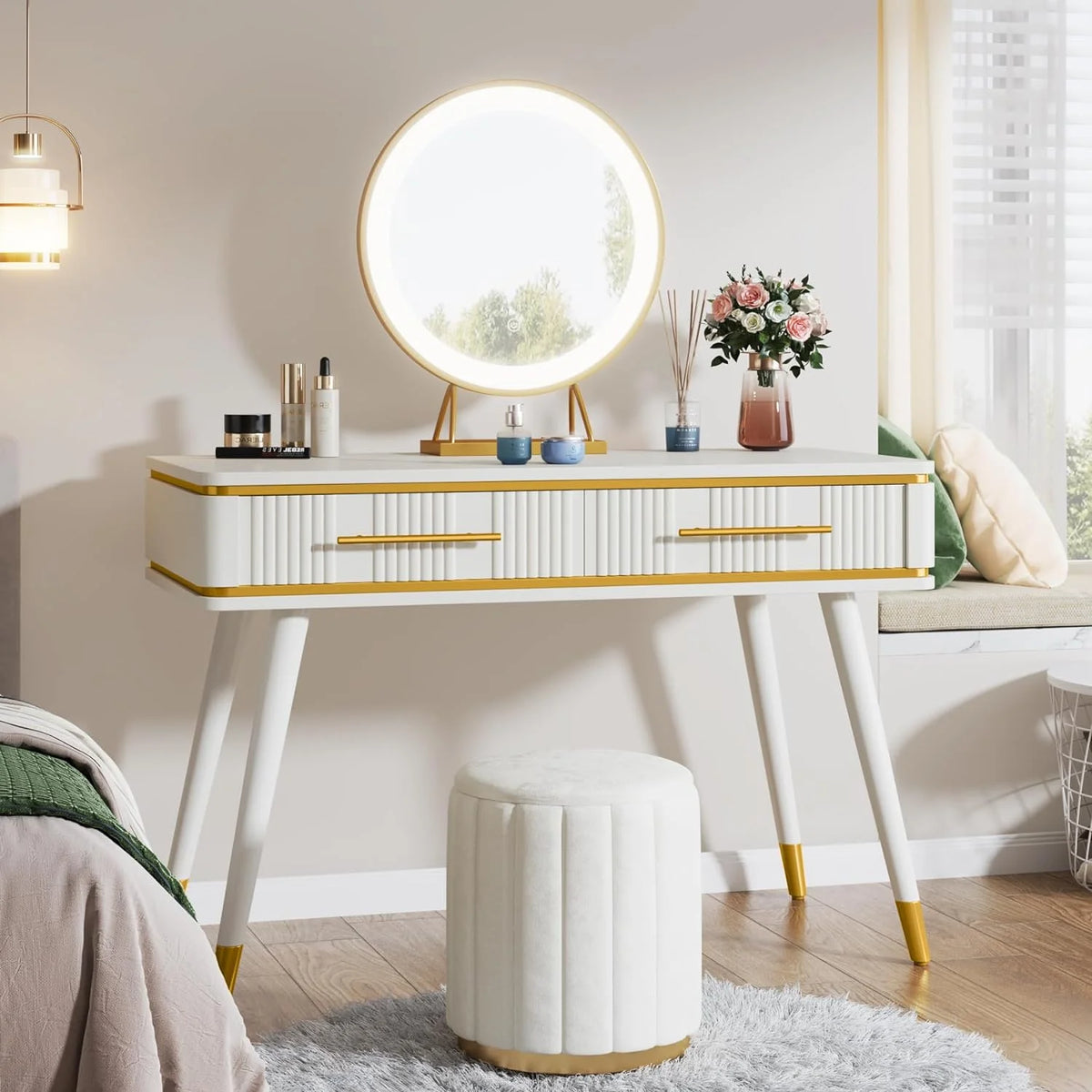 Modern Makeup Vanity Desk with 2 Drawers N9863