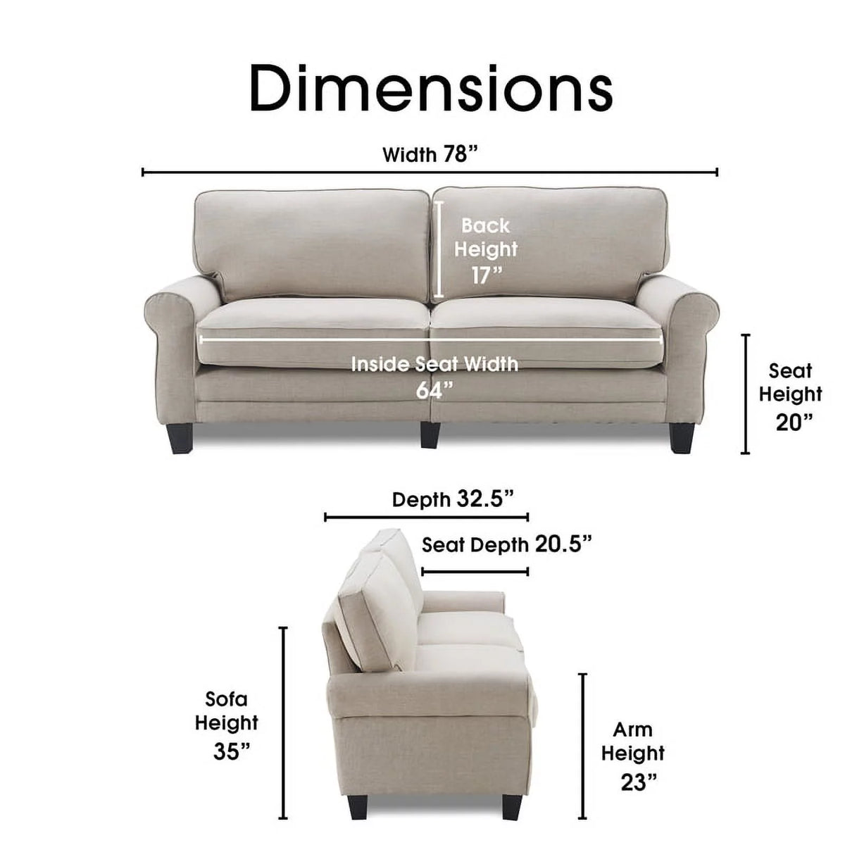 Light Gray Fabric Sofa F620