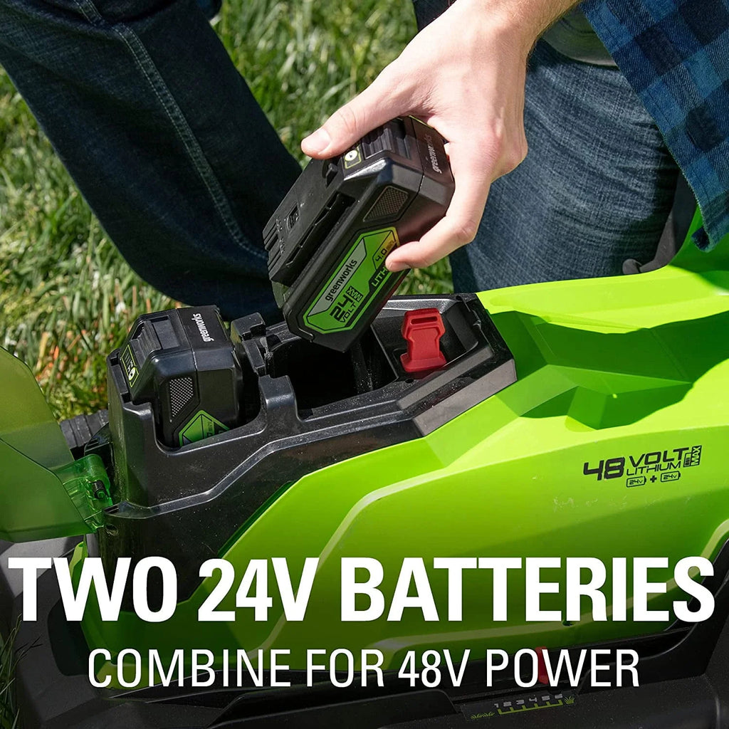 48V 17 Battery-Powered Push Lawn Mower with 2 x 24V 4Ah Batteries K412691