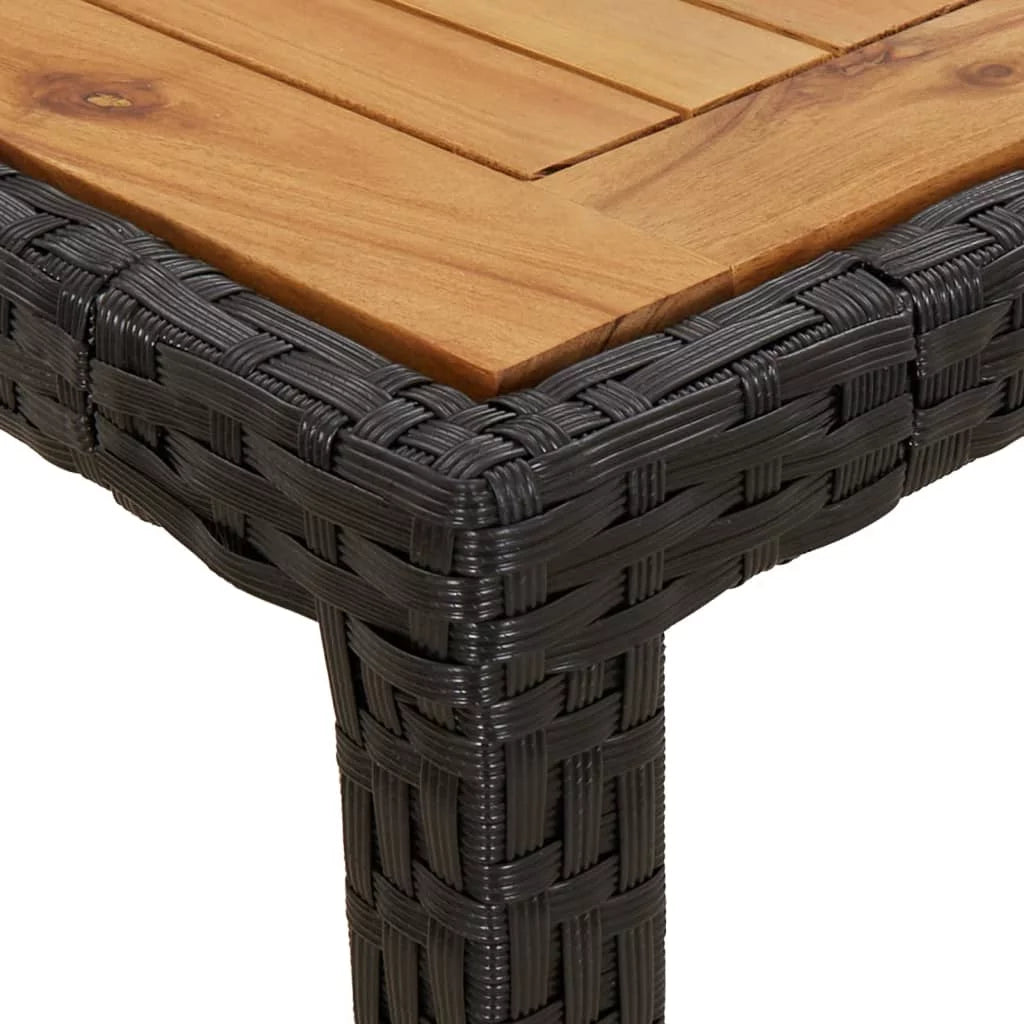 Black Poly Rattan and Acacia Wood Patio Table G67042