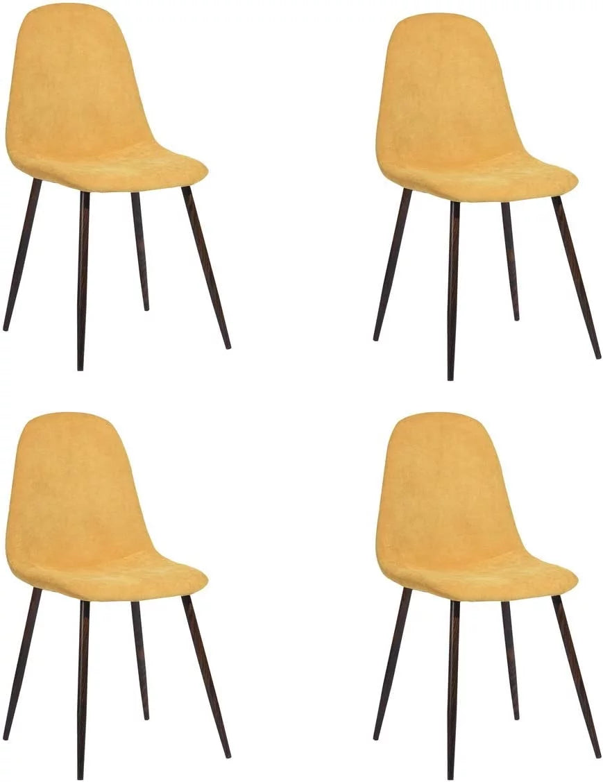 Set of 4 Yellow Velvet Dining Chairs with Metal Legs A83471
