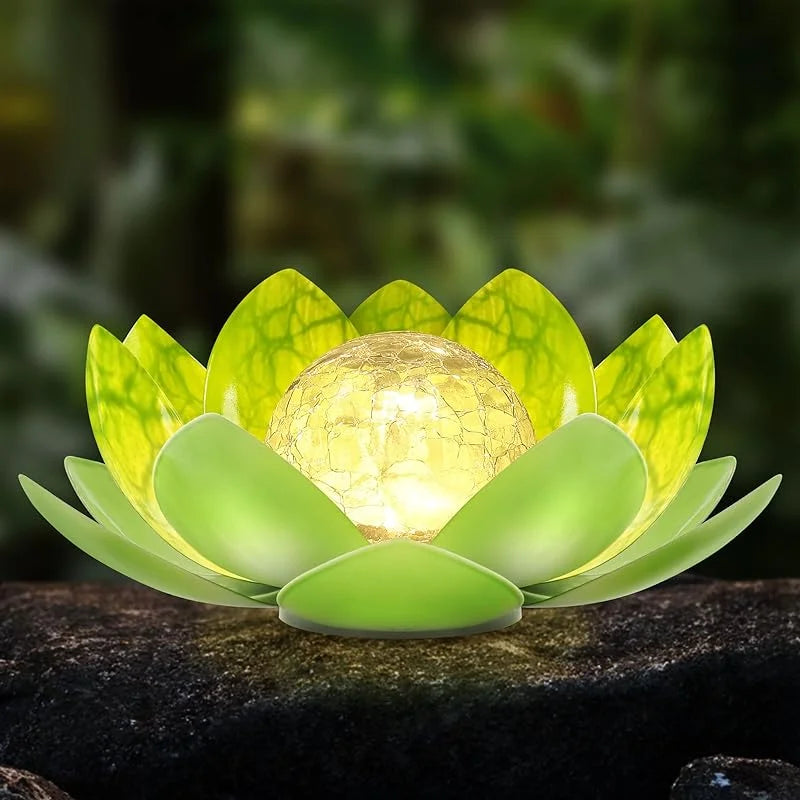 Waterproof Metal Glass LED Lotus Solar Garden Lights T281245