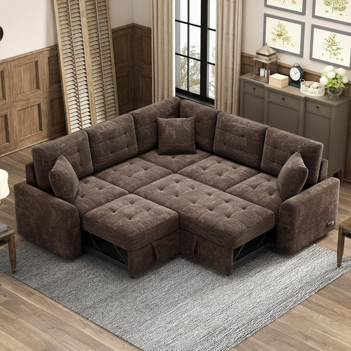 Brown Pull Out Sofa Bed Couch A90075