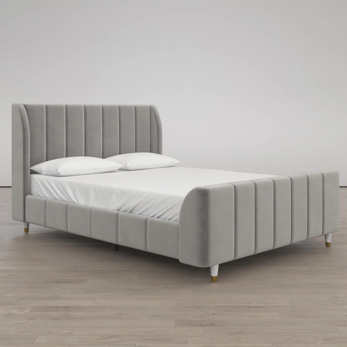 Gray Velvet Full Upholstered Bed R279657