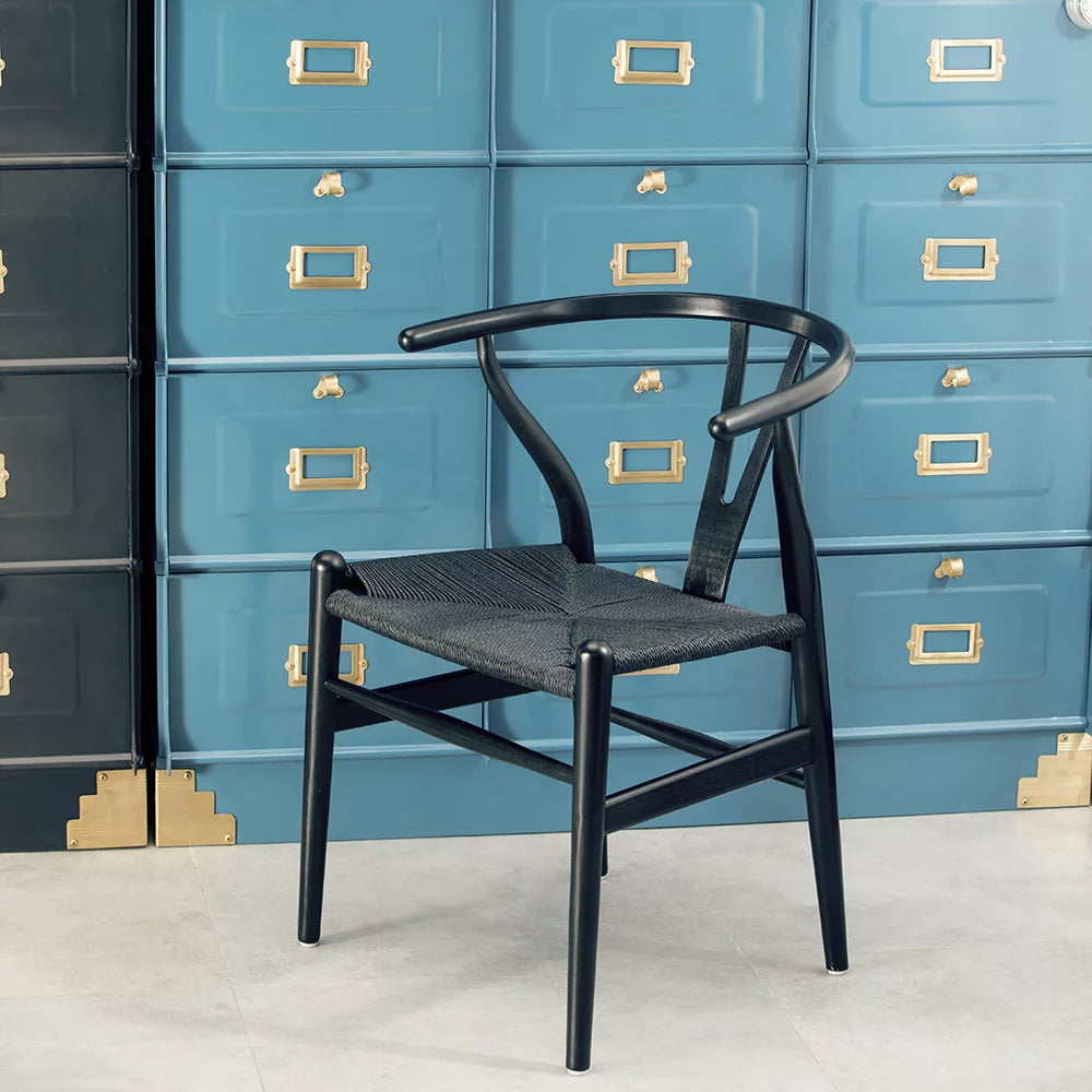 Solid Wood Dining Chair Set of 2 Black J38165