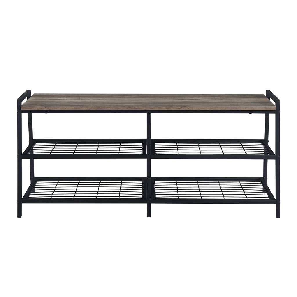 3-Tier Metal MDF Wood Shoe Rack T283815