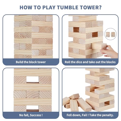 57 Blocks New Zealand Pine Wooden Tumble Tower G731