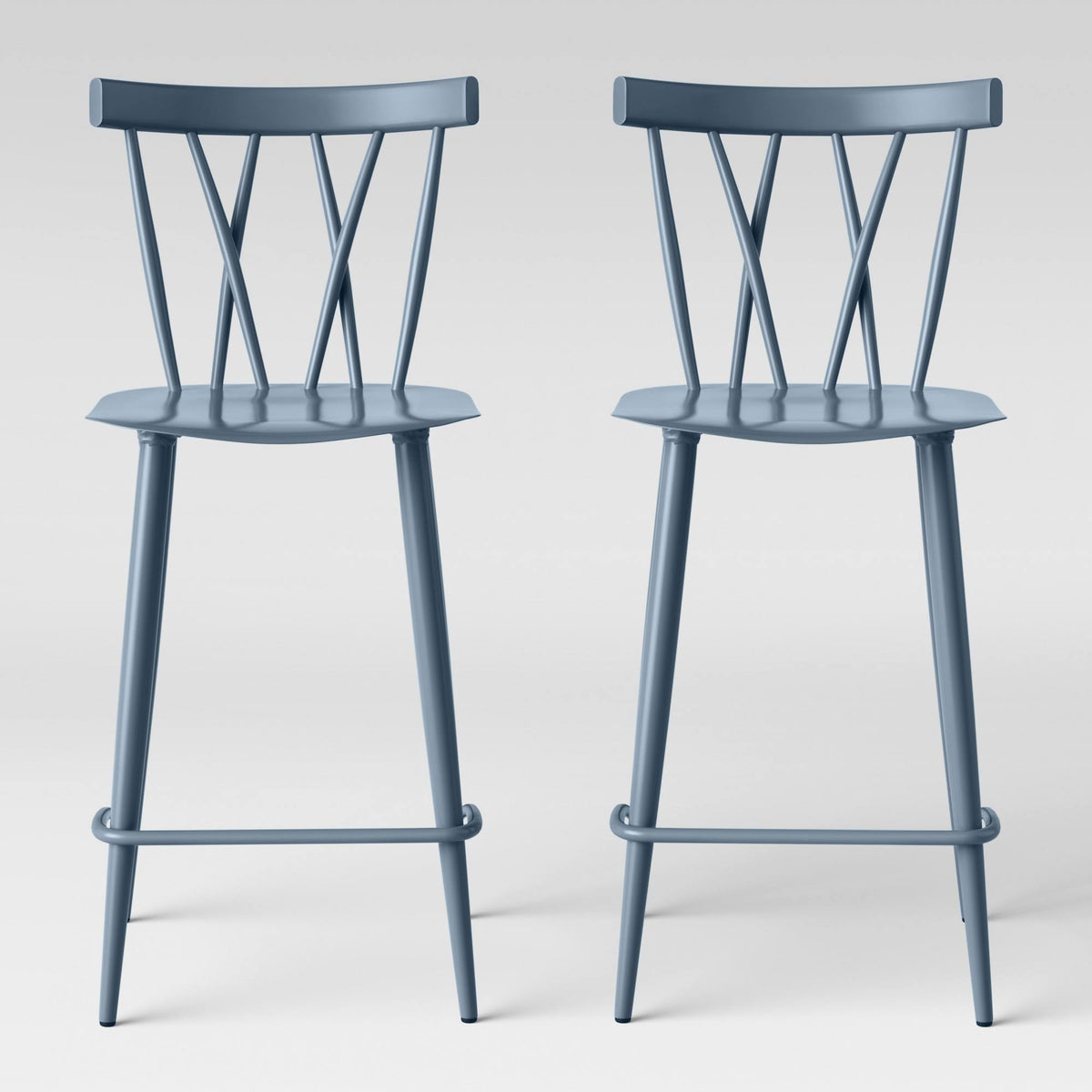 Light Blue Metal Counter Stool Set of 2 E384229