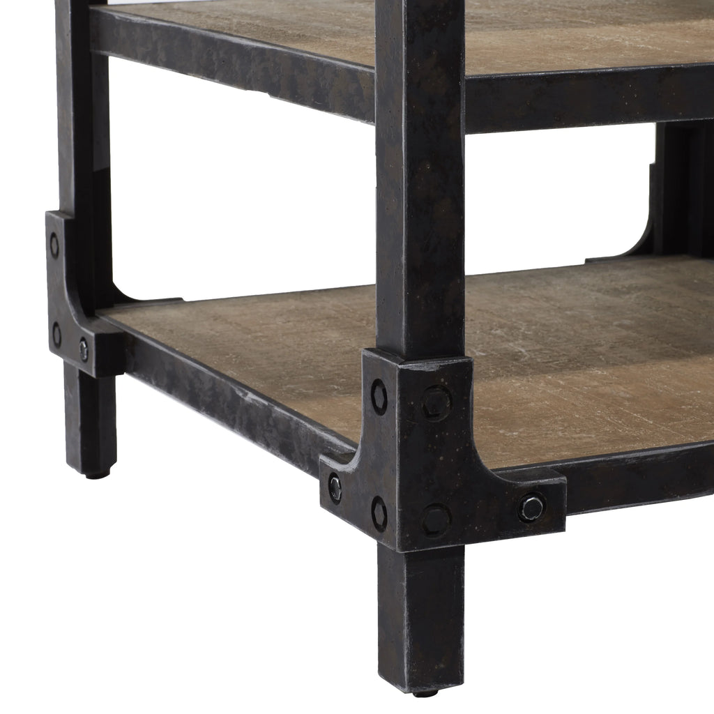 24" x 26" Brown Wood 2 Shelves Accent Table W911355