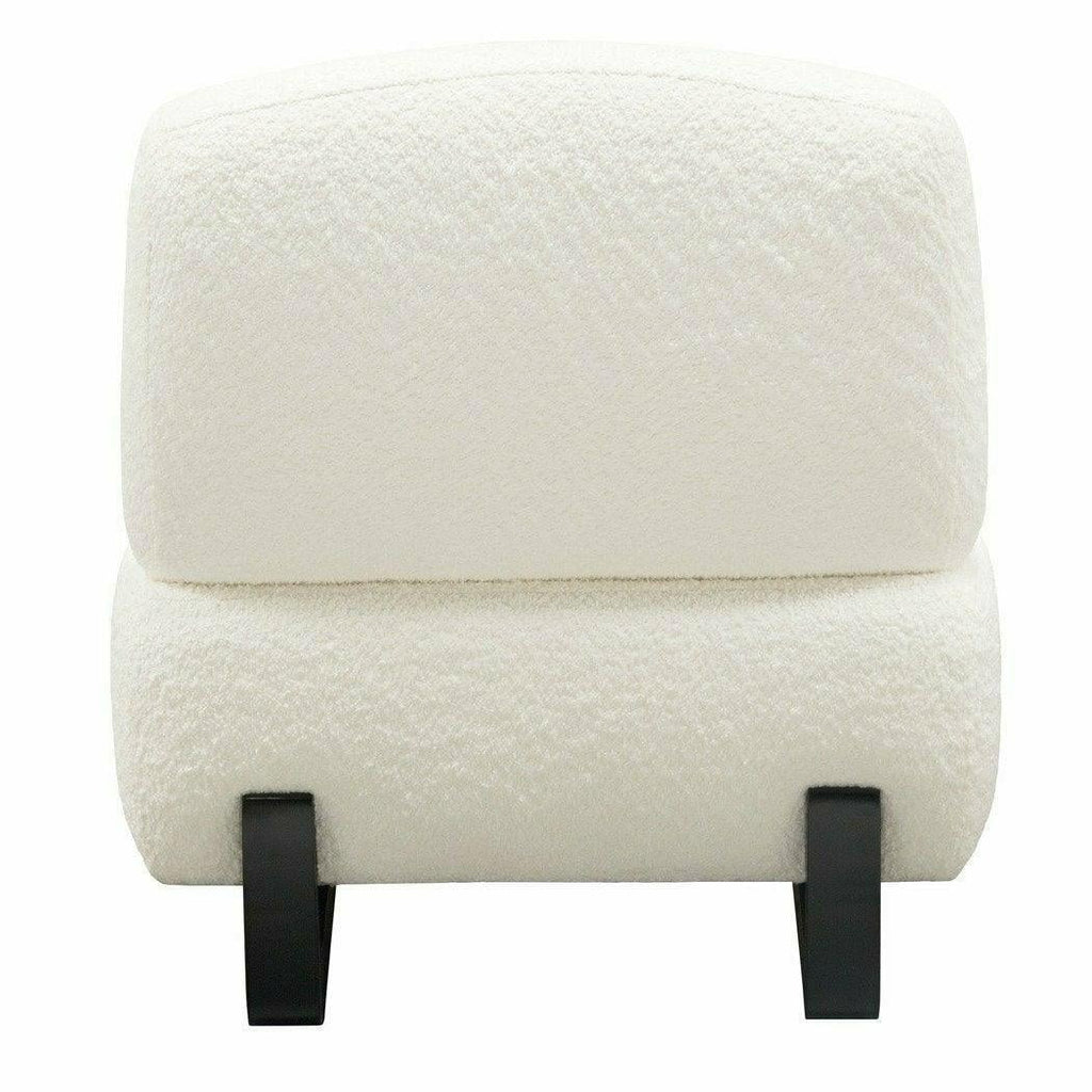 Faux White Shearling Armless Chair with Black Wood Leg Base G5898