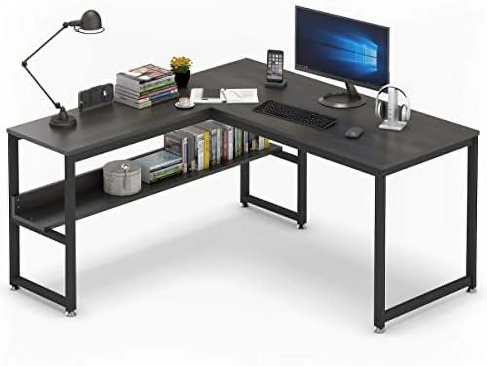 L Shaped Desk 55 inch with Shelves S96108