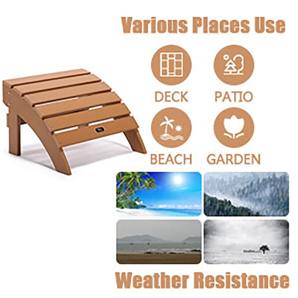 Brown All-Weather Plastic Wood Ottoman Footstool W994