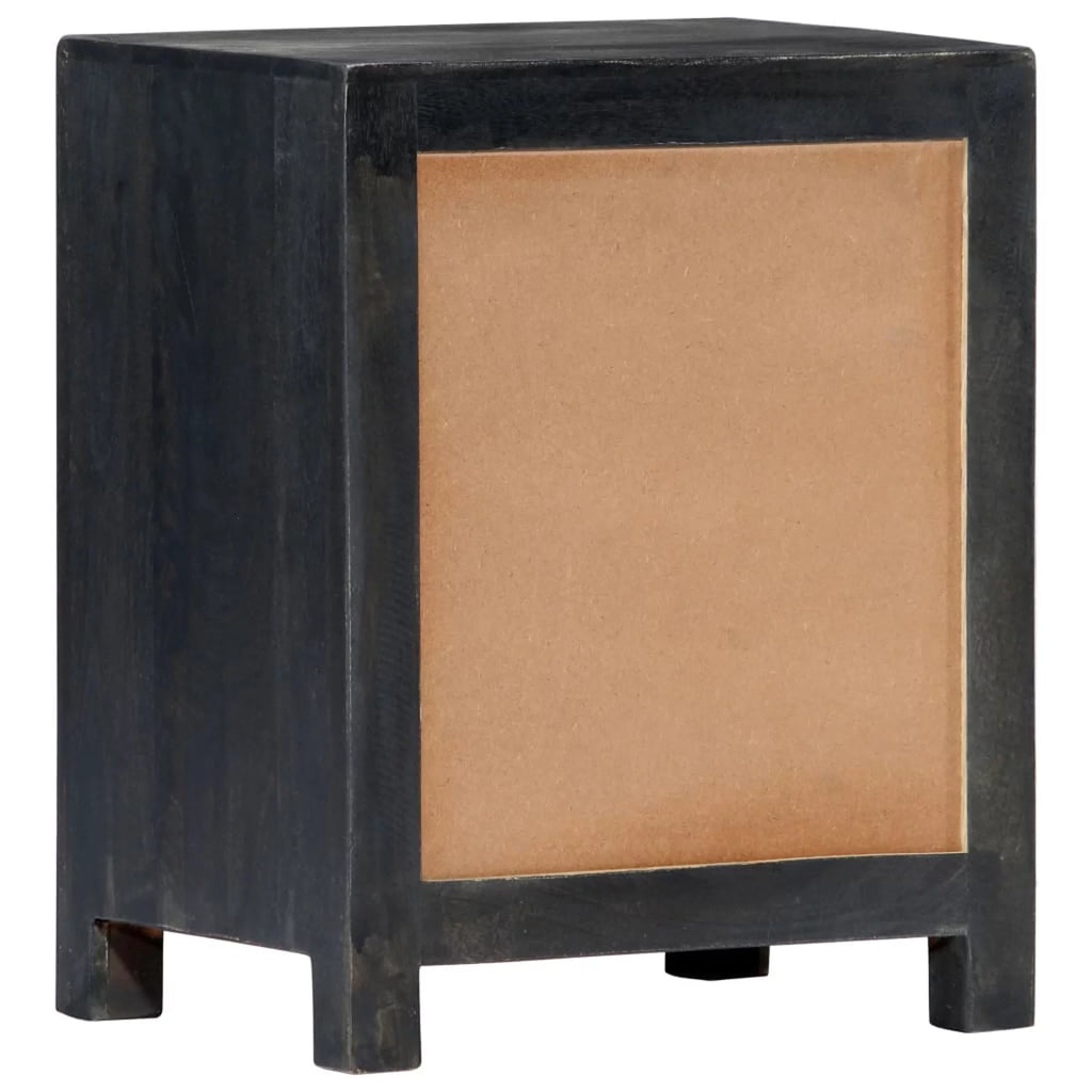Hand Carved Gray Solid Mango Wood Bedside Cabinet W6025