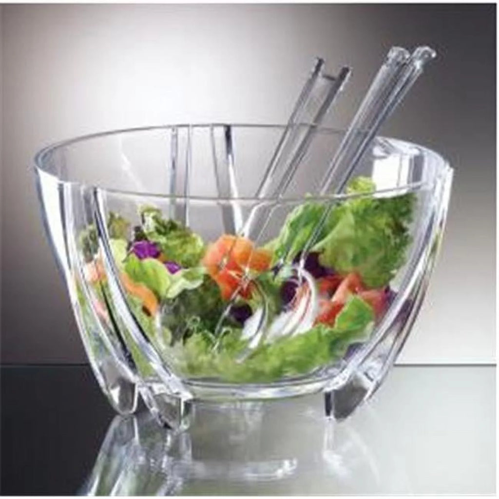 Clear Acrylic Salad Bowl with Servers X708