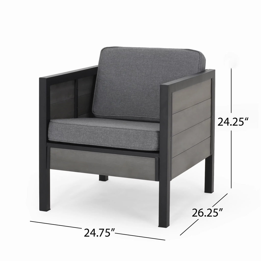 Gray and Black Outdoor Club Chair with Cushions Set of 2 I41965
