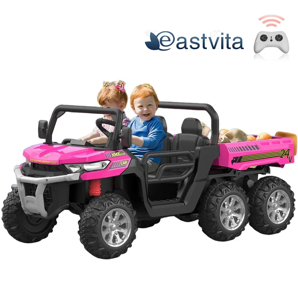 3 in 1 Ride on Tractor, 24V Electric Truck Vehicle, Six-wheeled UTV Car, Pink T51005