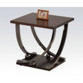 Dark Walnut Brown and Black Wood and Metal End Table P957
