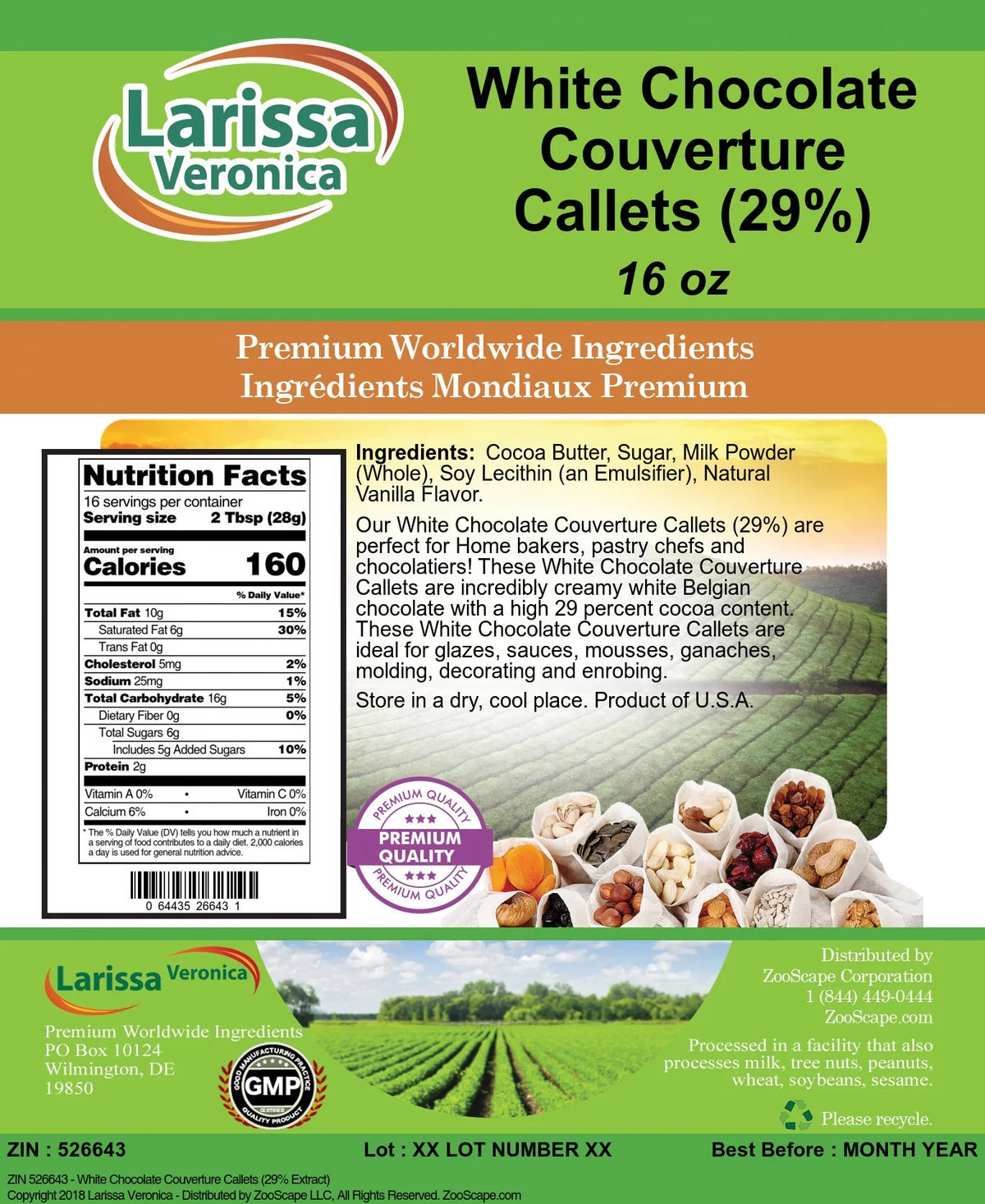 White Chocolate Couverture Callets 16 oz 2-Pack V92642