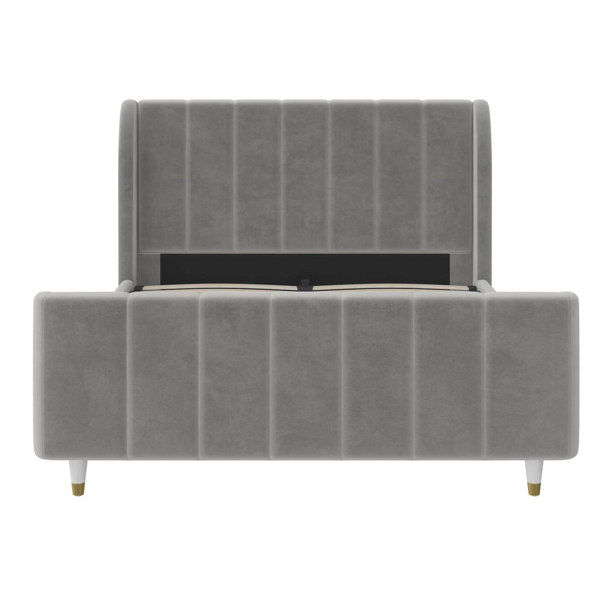 Gray Velvet Full Upholstered Bed R279657