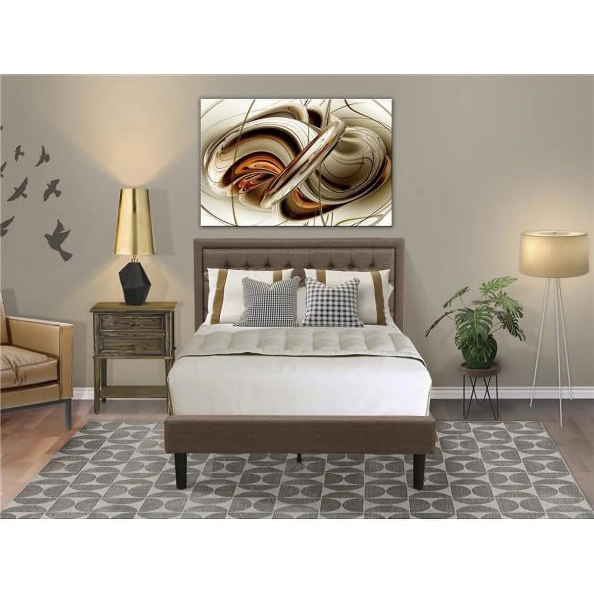 2 Piece Black Wooden Bedroom Set P298