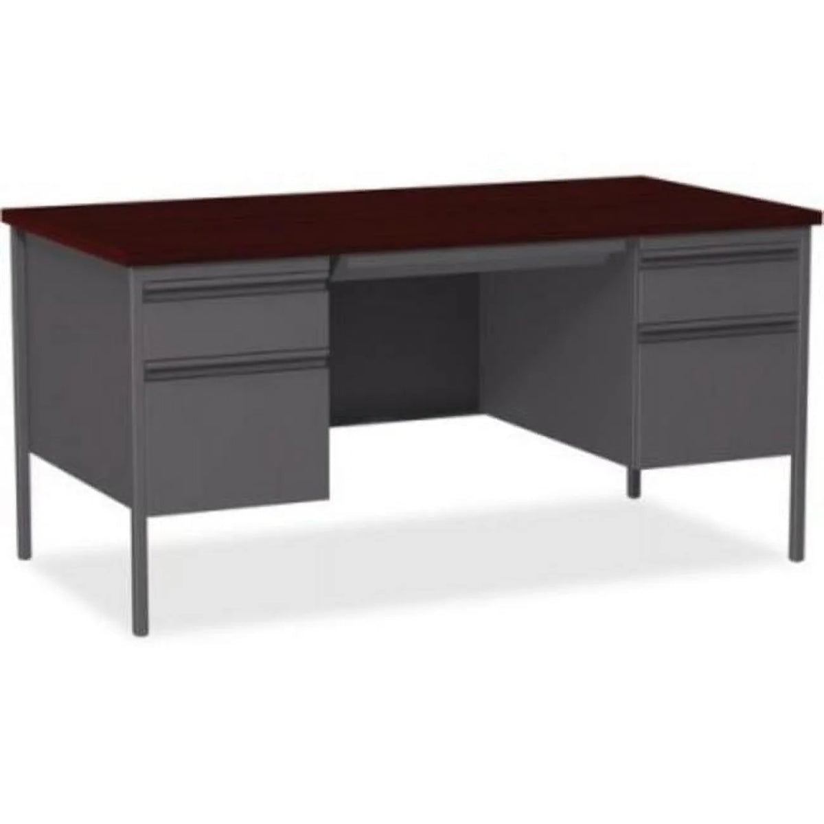 60 in. Laminated Mahogany Double-Pedestal Desk P735835