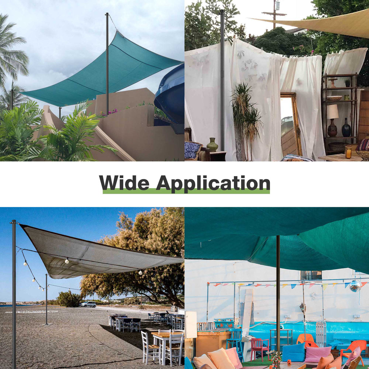 10Ft Black Shade Sail Pole Y841122