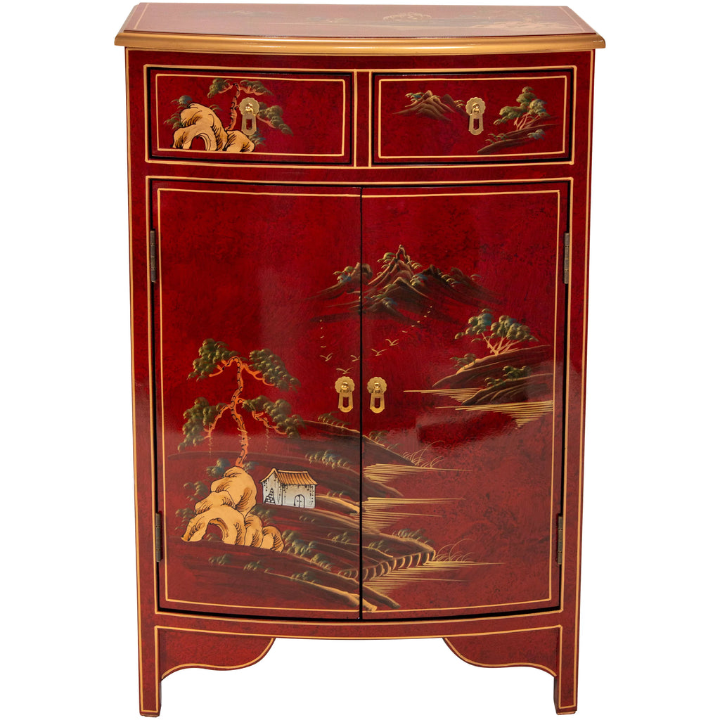 Red Lacquer Half-Round Cabinet V53703