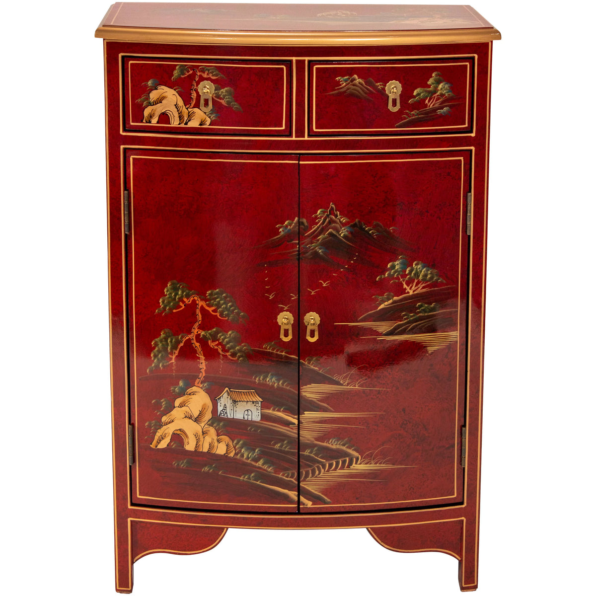 Red Lacquer Half-Round Cabinet V53703