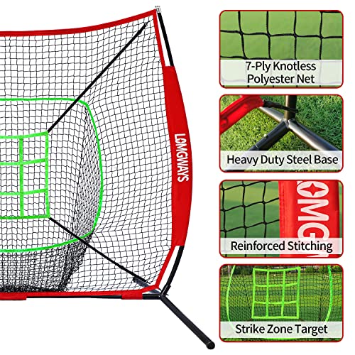 7'x7' Portable Baseball Net Set with Tee, Bat, Balls, Strike Zone, Carrying Bag H3424