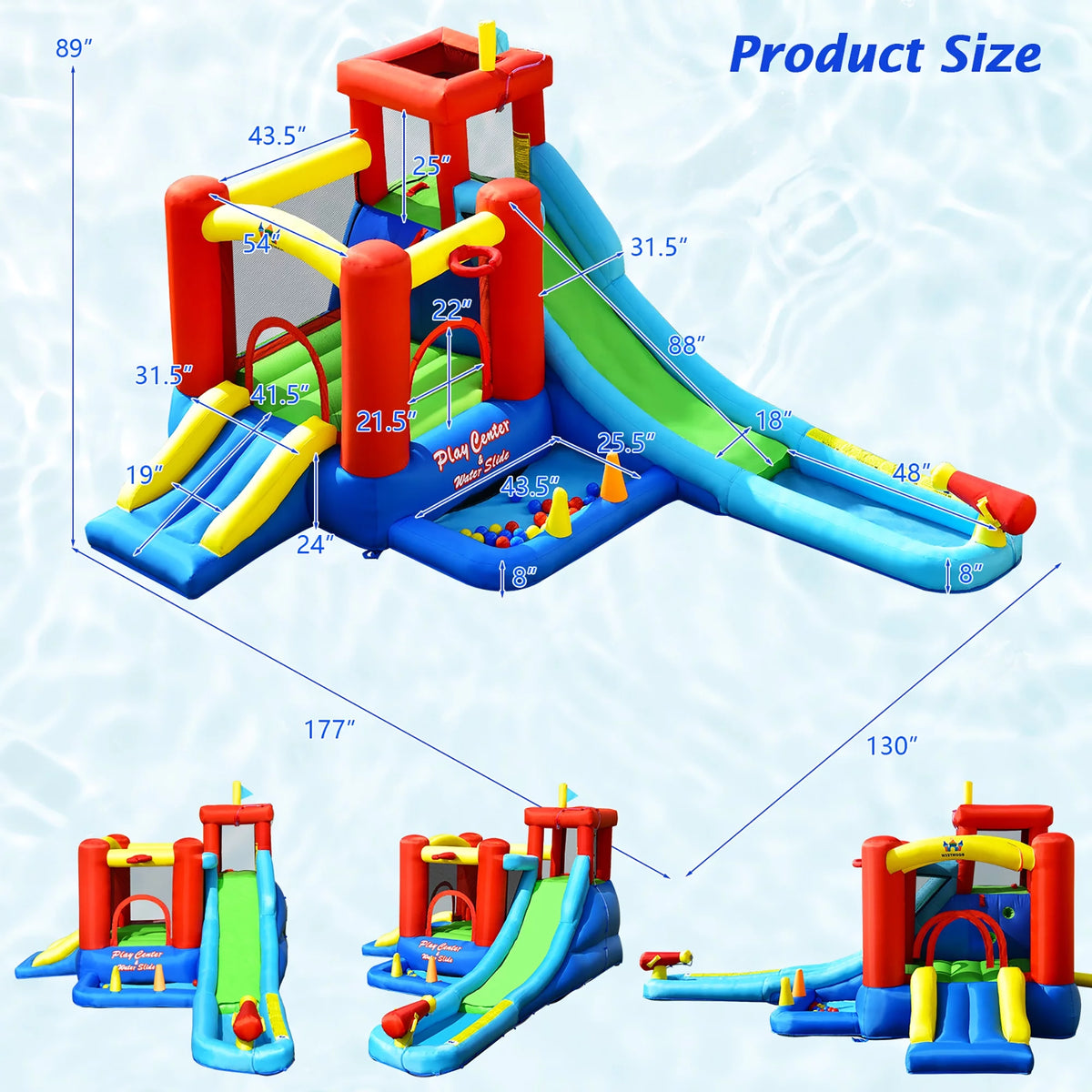 9-in-1 Inflatable Water Slide Bounce Castle Splash Pool Z1129