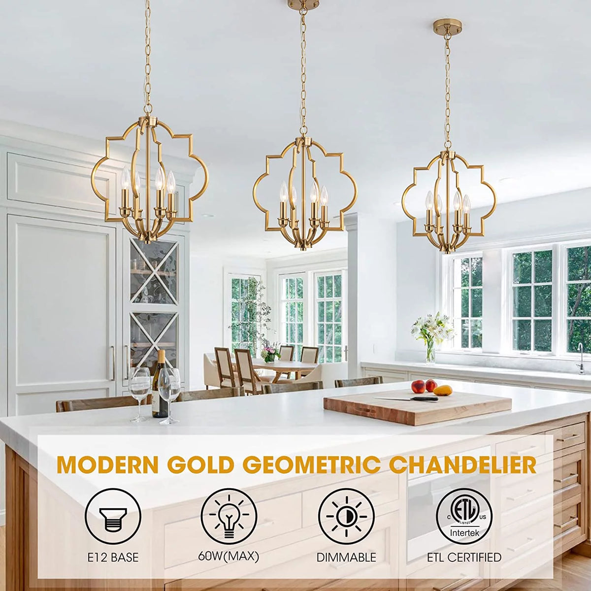 Gold 4 Light Chandelier Z880