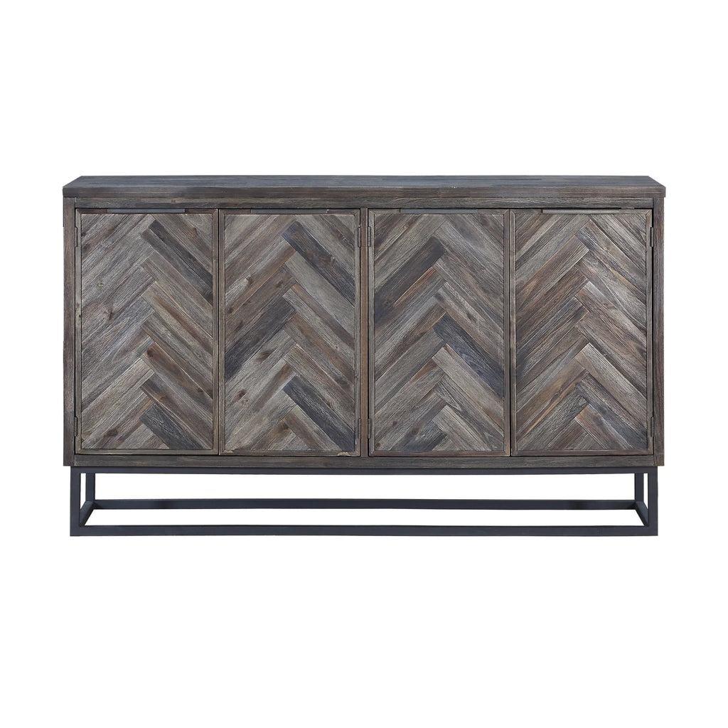Solid Wood Herringbone 4-Door Credenza Z7833