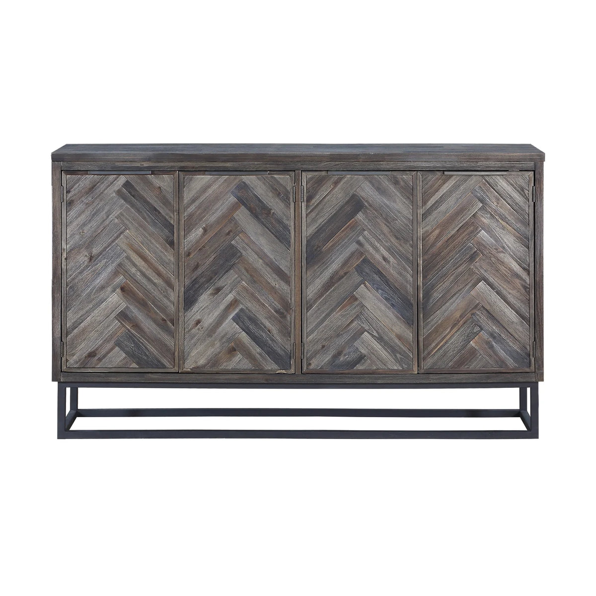 Solid Wood Herringbone 4-Door Credenza Z7833